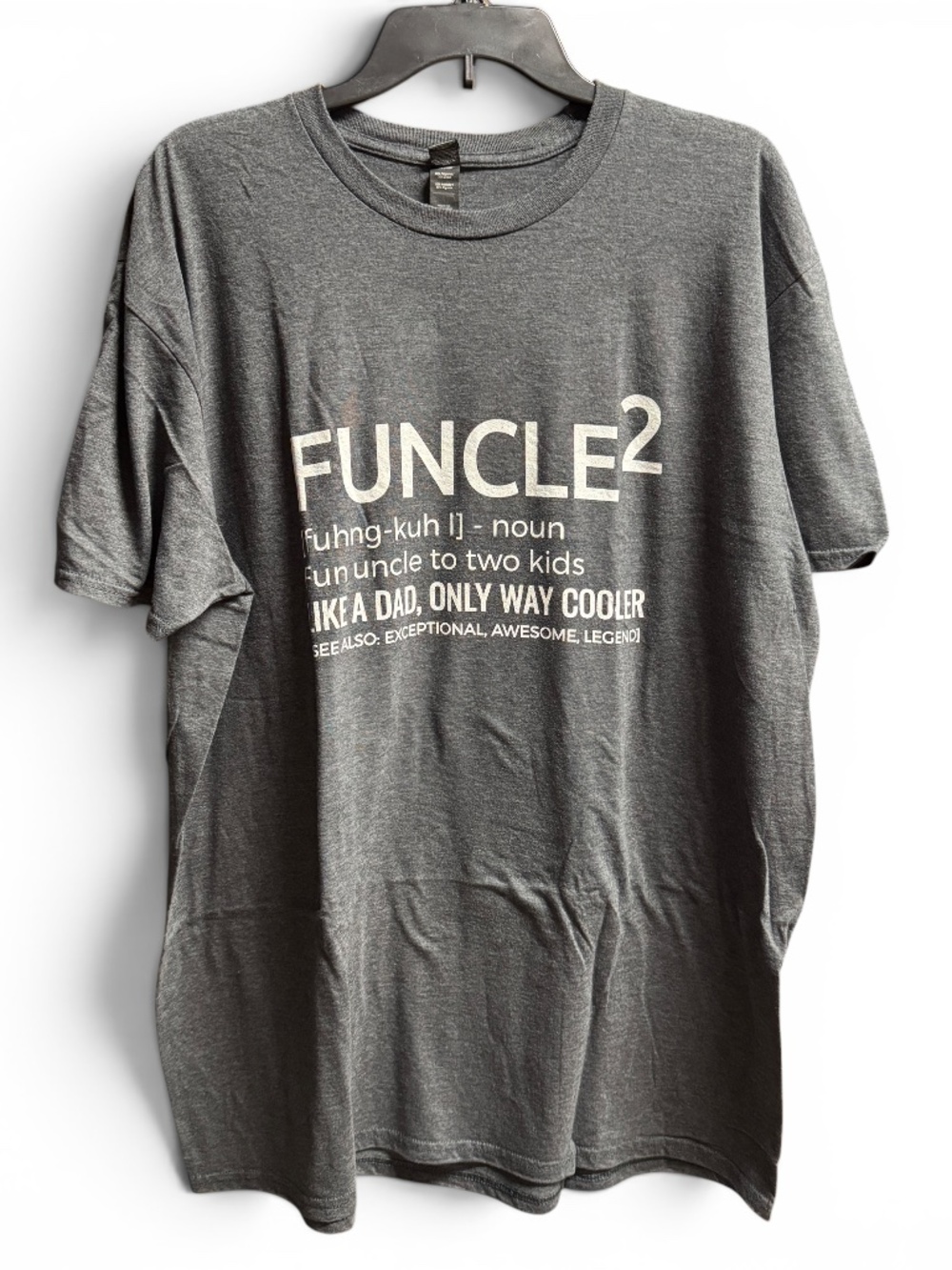 NWOT Anvil FUNCLE Funny Uncle Graphic Tee Gray 2XL